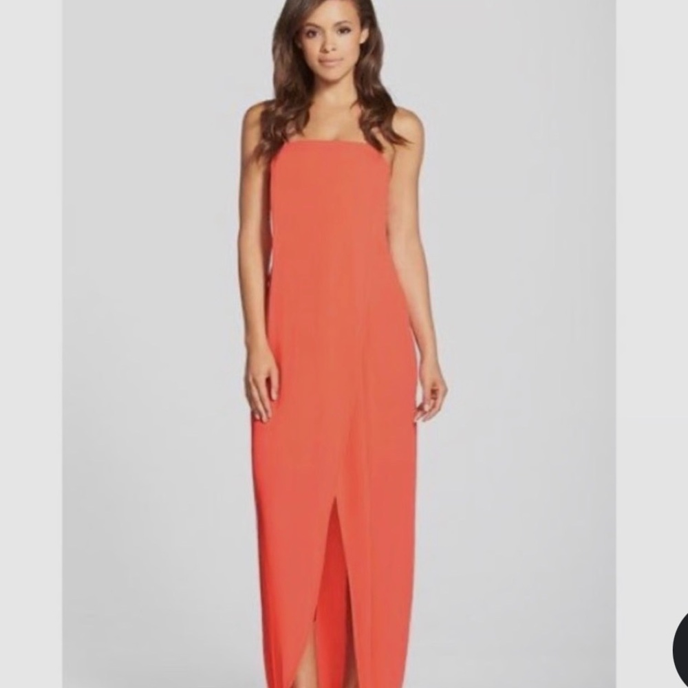 BCBC MaxAzria Jesse Coral Strapless Dress